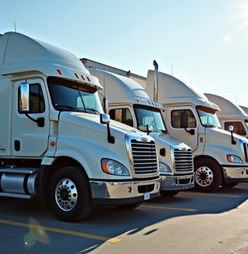 Ligne de camions utilitaires d'occasion au dépôt