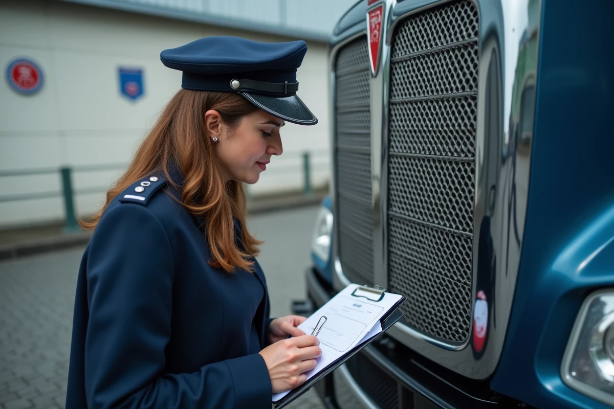 Contrôleuse inspectant la plaque d
