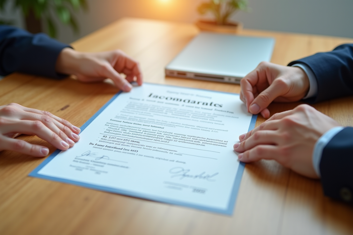 Deux mains échangeant un certificat d