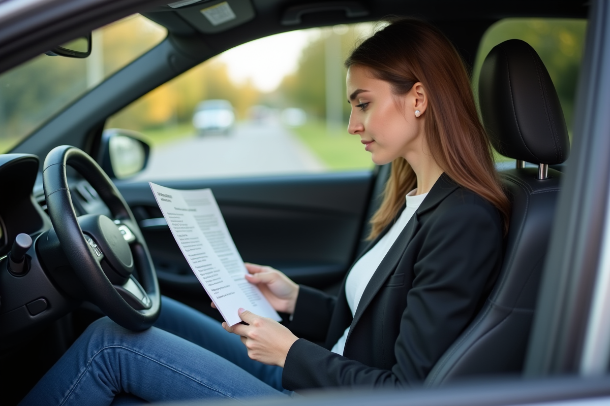 Jeune femme vérifiant une estimation d