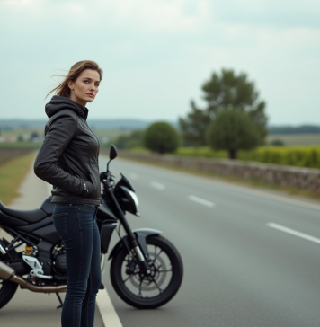 Permis moto 700 cm3 : Quelle autorisation pour conduire une puissante moto en France ? Femme confiante avec moto dans la campagne française