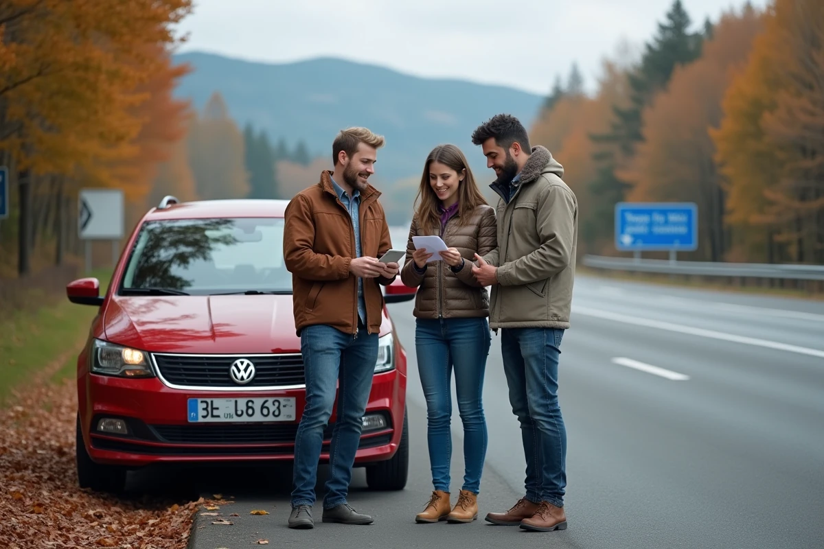 Trois personnes souriantes pr&egrave;s d