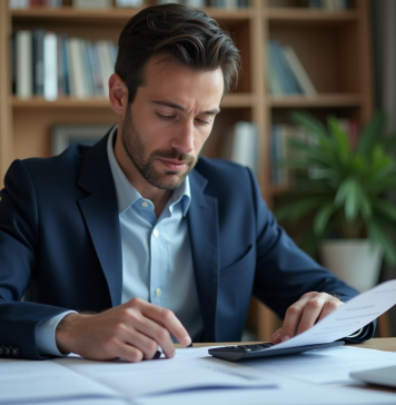 Frais de franchise : montant normal et conseils pour limiter les coûts Homme concentré travaillant à son bureau à domicile