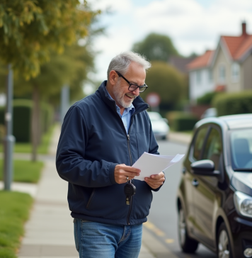 Assuré sans être conducteur principal : est-ce possible ? Homme souriant avec clé de voiture dans un quartier résidentiel