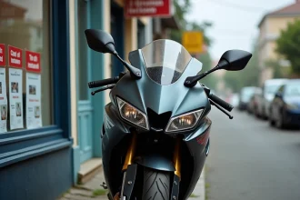 Honda CBR 1000 F garée en milieu urbain illustrant la thématique de revente et de décote moto en 2026