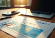 Permis de conduire français et lettre officielle sur un bureau