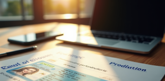 Permis de conduire français et lettre officielle sur un bureau