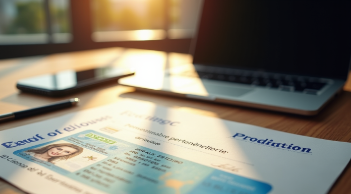 Permis de conduire français et lettre officielle sur un bureau