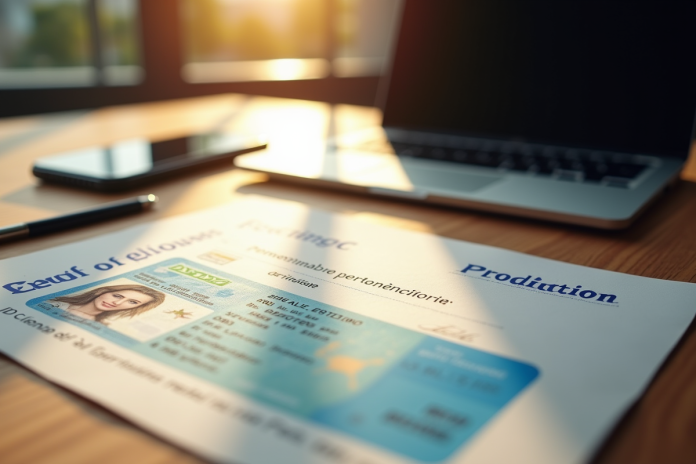 Permis de conduire français et lettre officielle sur un bureau