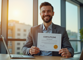 Certificat d’assurance : qui le délivre ? Tout comprendre en 2025 Homme d'affaires souriant avec certificat d'assurance moderne