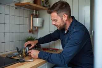 Homme moyenâgeux remplaçant un BPGA dans une pièce technique