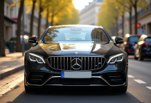 Voiture française garée dans Paris avec plaque propre en focus