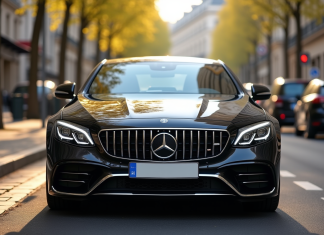 Voiture française garée dans Paris avec plaque propre en focus