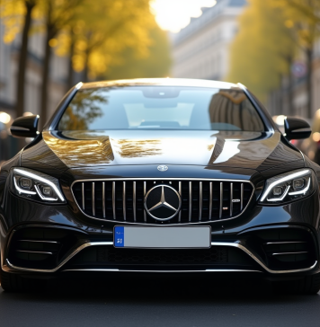 Voiture française garée dans Paris avec plaque propre en focus